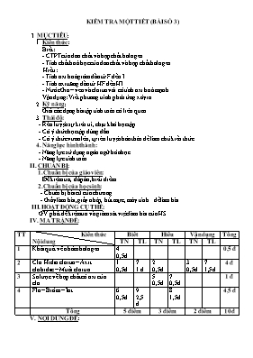 Đề kiểm tra 1 tiết số 3 môn Hóa học Lớp 10 (Cơ bản)